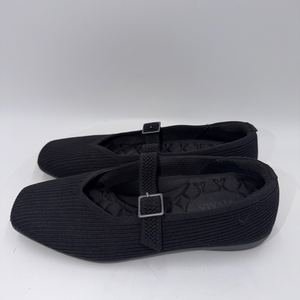 Vivaia Margot Black Square Toe Mary Jane Knit Flats Women's Size EU 35 US 5